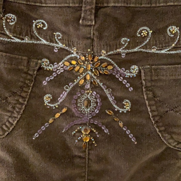 brown sequin pleated corduroy skirt - Picture 6 of 7